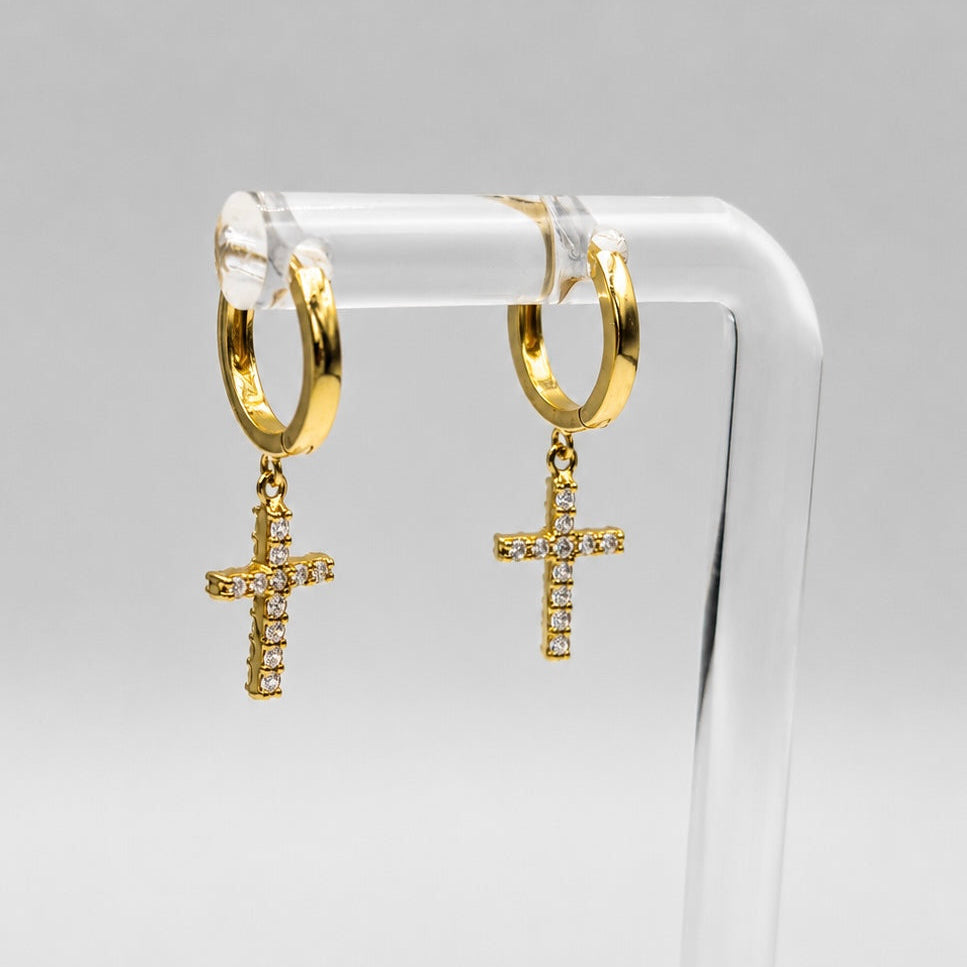 Aretes Cruz Diamantada