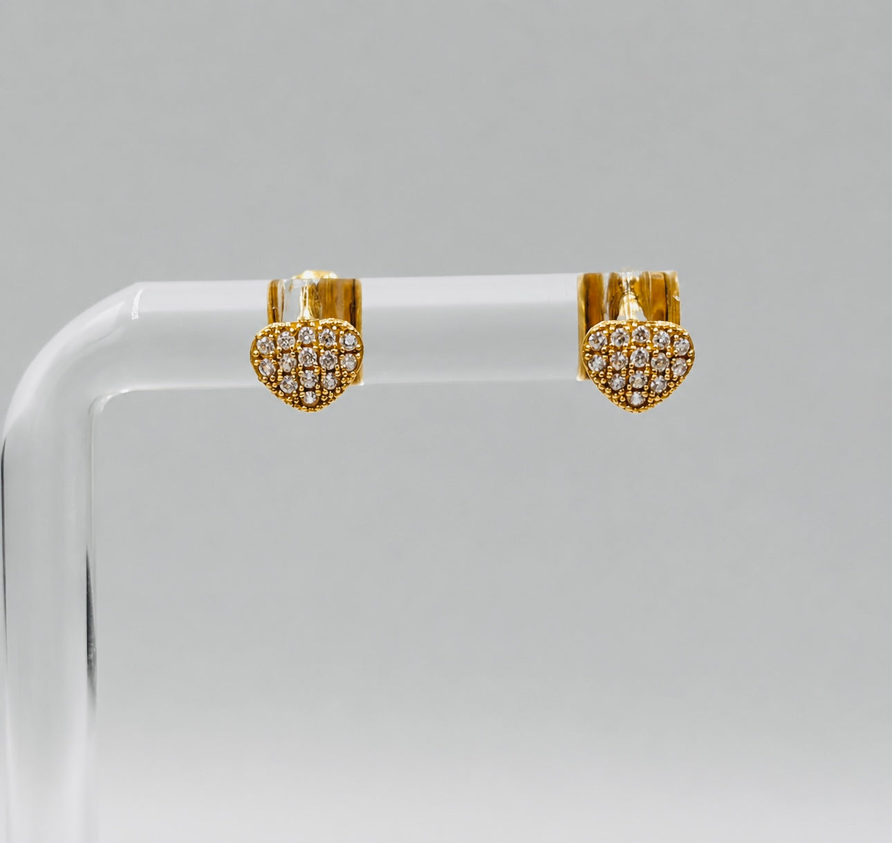 Aretes Estilo Topo Corazon Diamantado